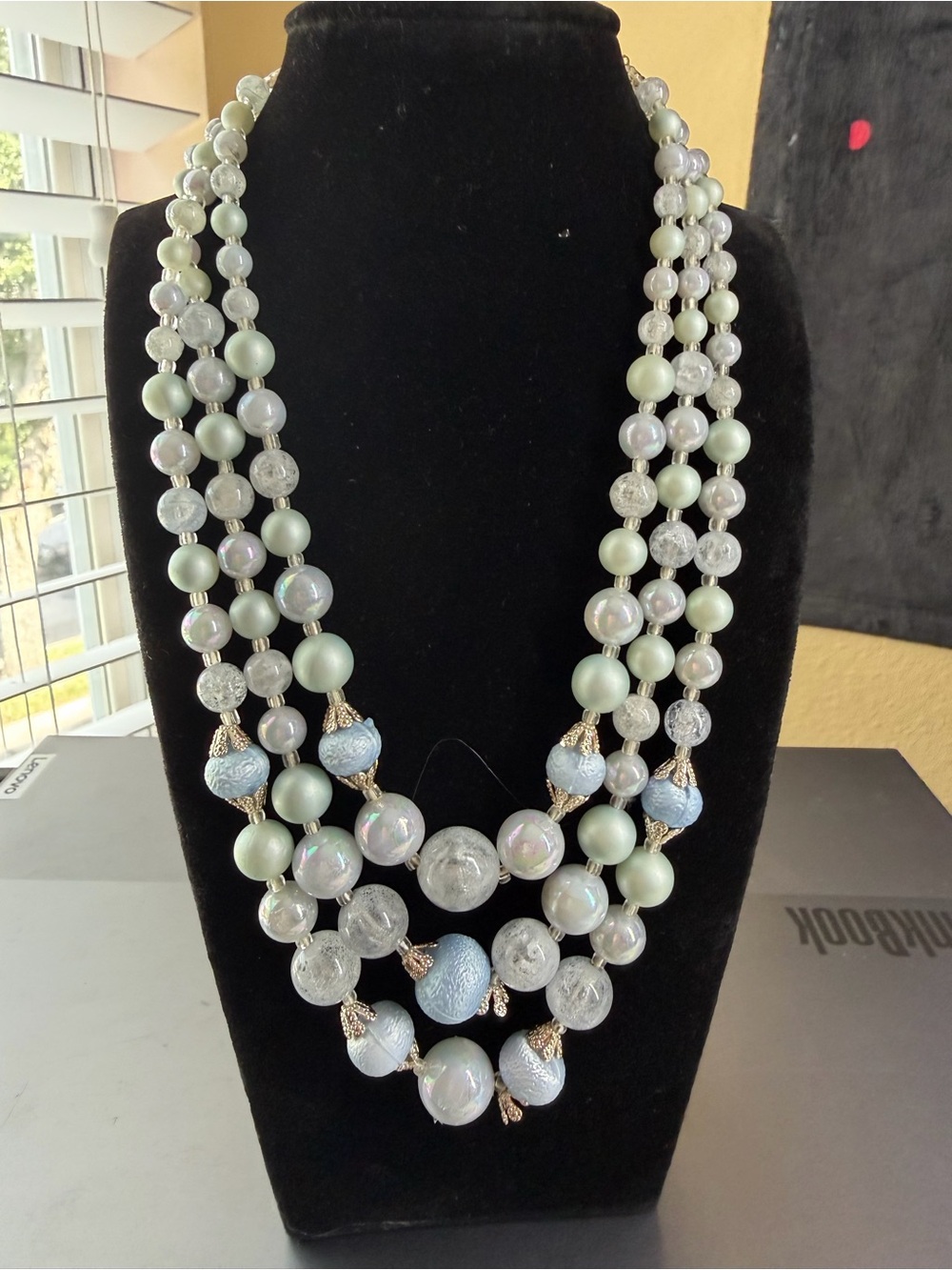 JAPAN Pale Blue Pastel Multi-Strand Beaded Necklace